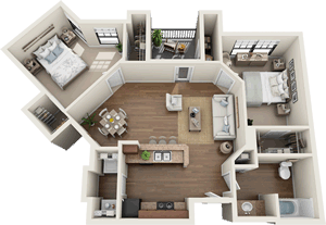 The Manchester - Two Bedroom / One Bath - 881 Sq. Ft.*